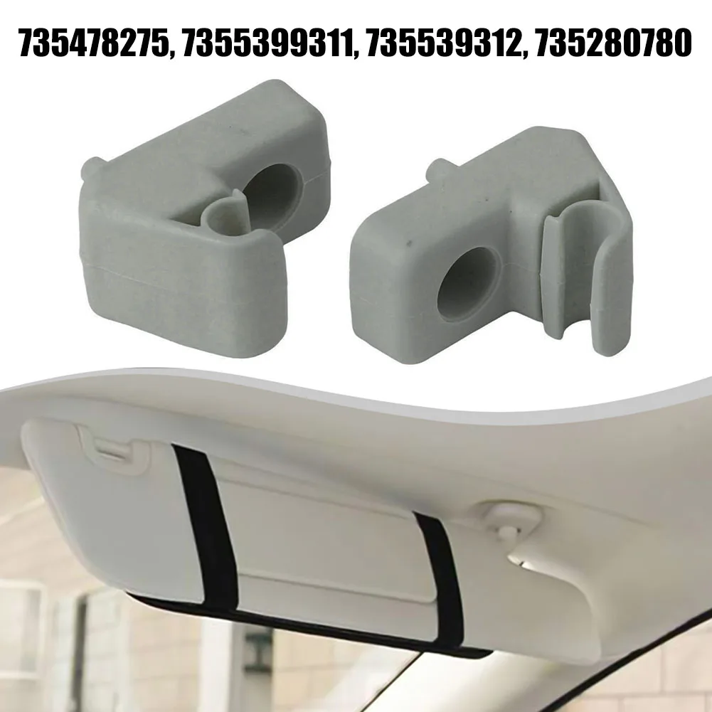 

2Pcs Sun Visor Clip Mount Holder for Fiat Grande Punto with OEM Numbers 735478275 7355399311 Gray ABS Material