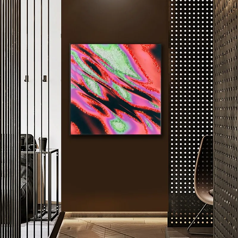 Original design crystal porcelain diamond decorative painting, home commercial hotel cyber abstract style hanging painting