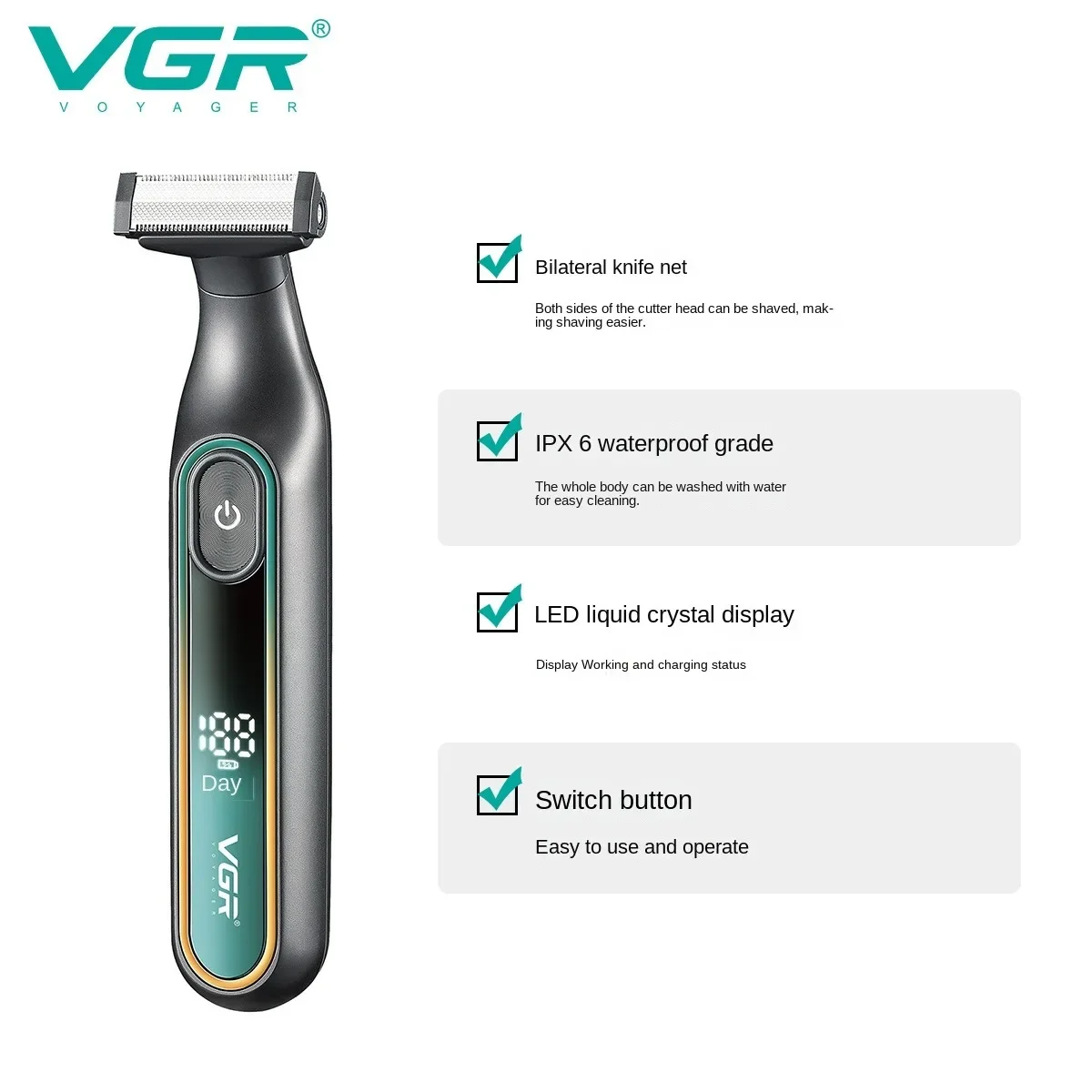 VGR Razor Professional Electric Shaver Portable Shaving Machine Waterproof Beard Trimmer Barber Shaving Machine for Men V-360