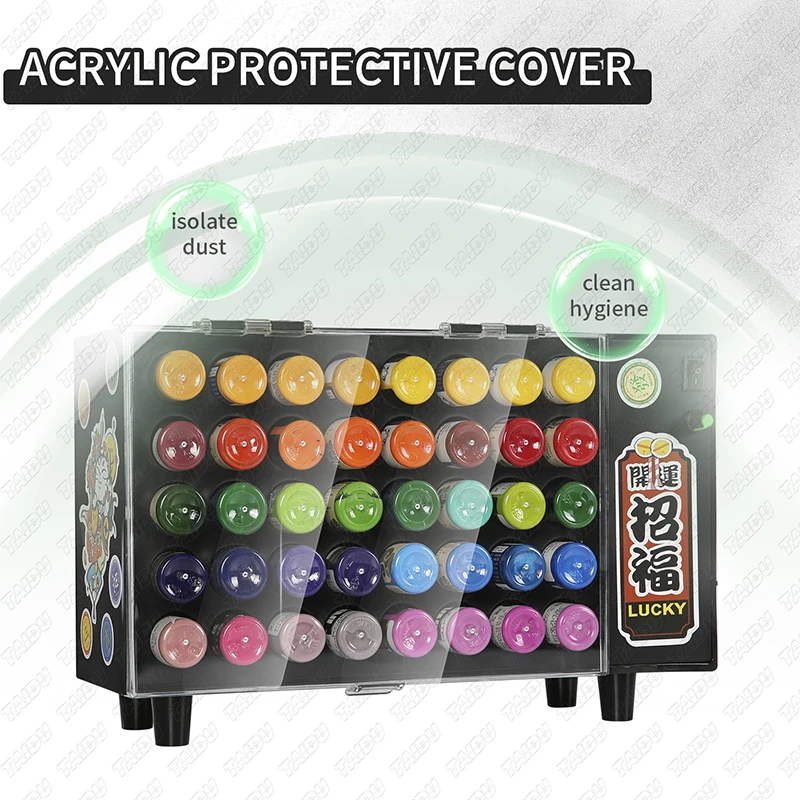TAIDU NEW Multi Functional Rotating AC Input Tattoo Pigment Bottle Rack 40 Holes Tattoo Ink Display Stand Storage Case Box