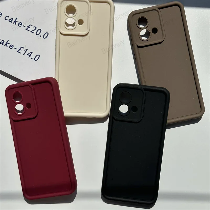 Fashion Casing For Motorola Moto G84 XT2347 With Bracket Soft TPU Colorful Matte Phone Border Protection Lens Cover