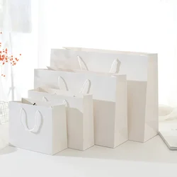 New White Kraft Gift Bags with Handles Multi-function Paper Bags Recyclable Environmental Protection Bag Shopping Clothes Bags