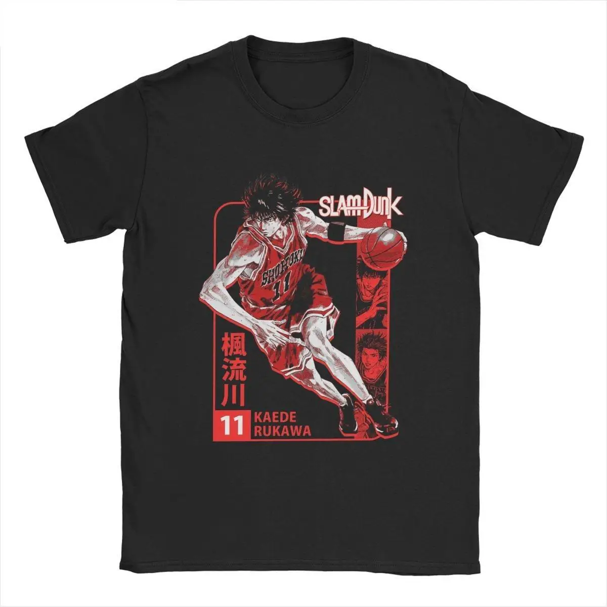 Rukawa Slam Dunk Basketball T-Shirt for Men Novelty Pure Cotton Tee Shirt O Neck Short Sleeve T Shirts Gift Idea Clothes