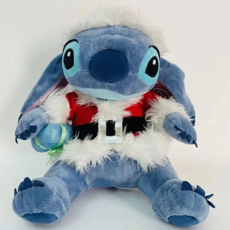 

Рождественская плюшевая кукла Disney Stitch, 28 см, мягкая игрушка, потому что Санта-Клаус, мультяшный персонаж, подушка для подарка на праздник