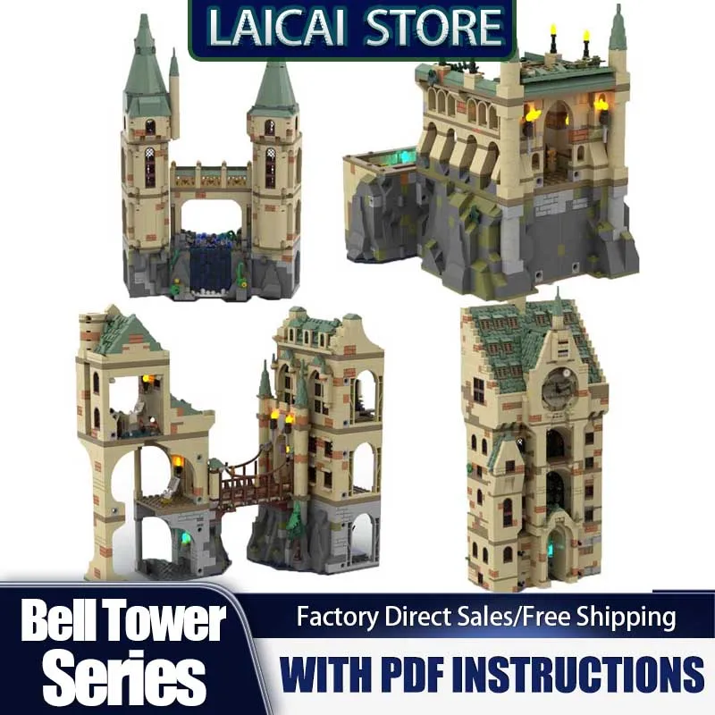 

Moc Building Bricks Ultimate Modular HP Castle Bundle-Bell Tower Series Building Technology Модульный блок DIY Игрушка Праздничные подарки