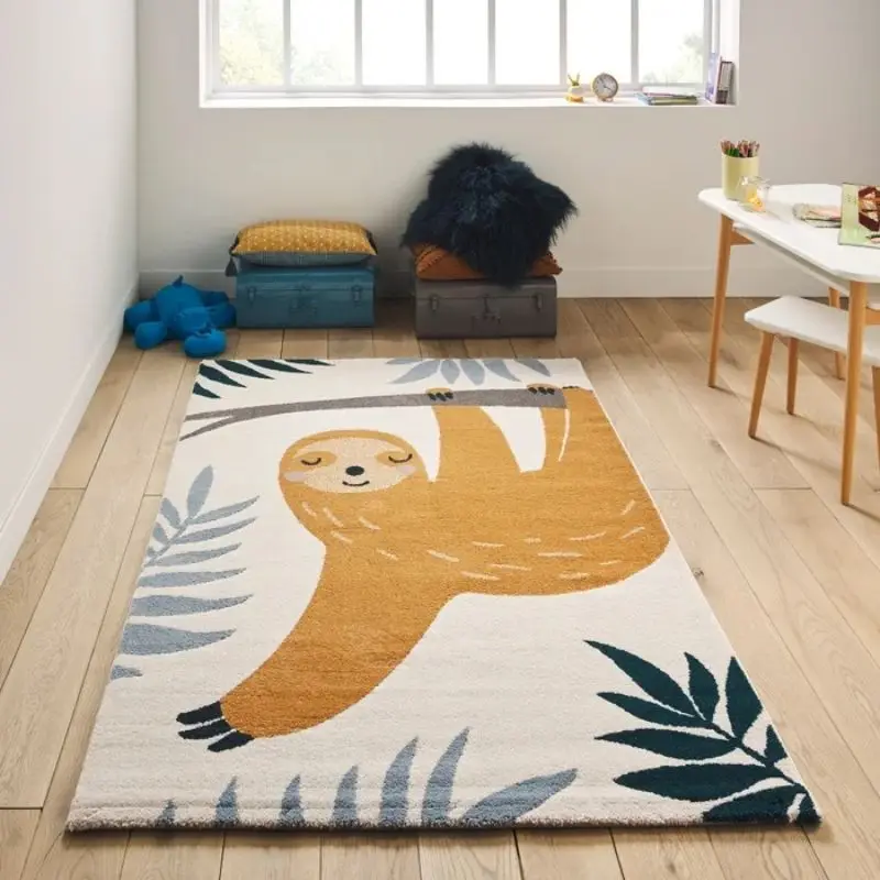 Sloth Fluffy Carpet Living Room,Cartoon Hairy Nursery Play Mat For Children,Shaggy Baby Rugs,Soft Foot Mats,Plush Bedroom Rug