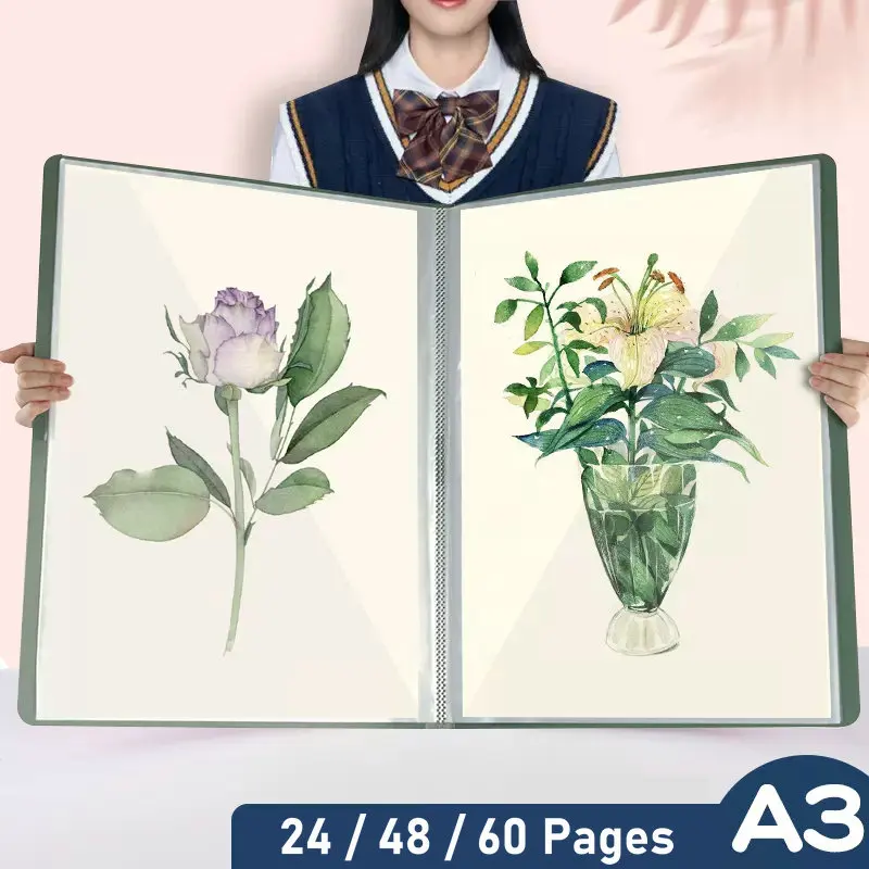 

A3 Drawings Display Book A3 Folder Document Organizer HD Transparent Pocket File A3 Paper Organizer Document File Storage