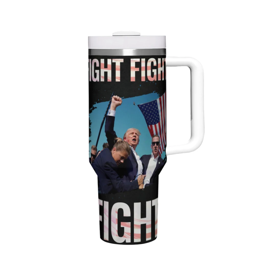 

Car Travel Mugs Fight Fight Fight Trump 2024 Stainless Steel 304 Tumbler Water Bottle 40oz/1200ml