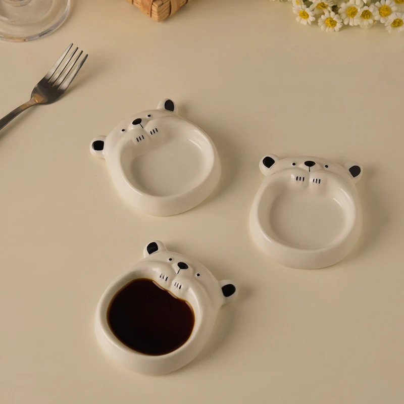 Prato Pequeno de Cerâmica para Molho, Prato Fofo em Formato de Cachorro, Prato Pequeno para Manteiga, Mini Tigela para Molho de Soja para Sushi - Homeclub
