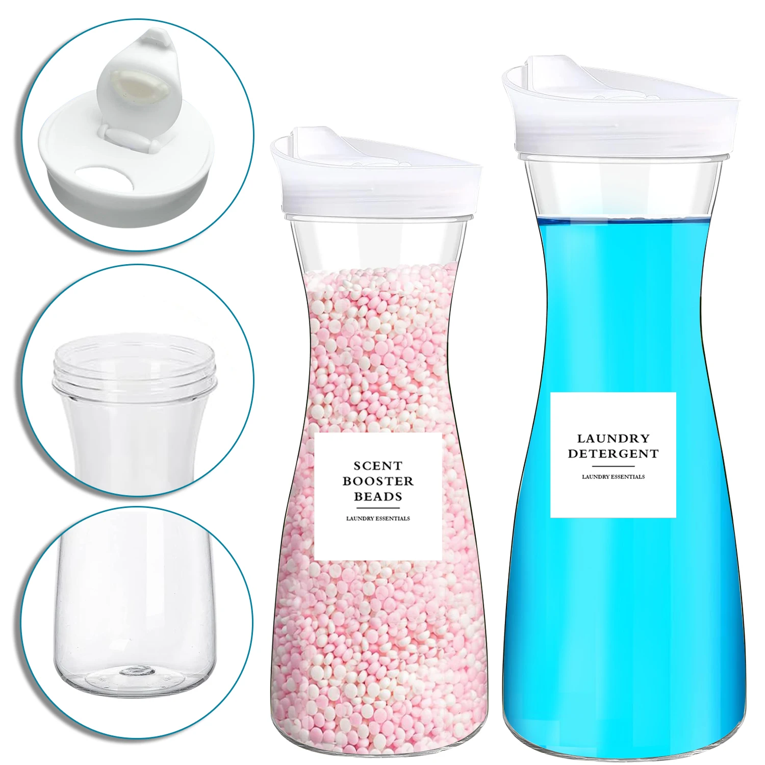 1pc Laundry Detergent Dispenser Botlle with Waterproof Labels for Laundry Liquid, Fabric Softener, Blench, Scent Booster Beads