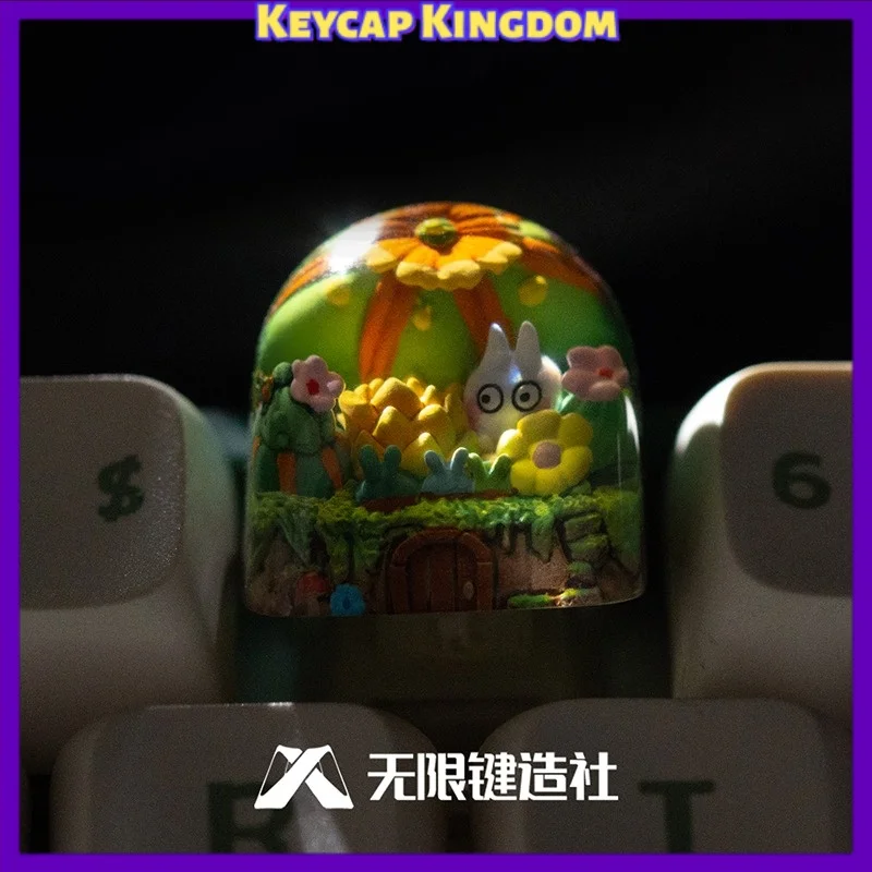 Succulents Theme Mechanical Keyboard Epoxy Resin Custom Artisan Keycap PC Gaming Keyboard Point Keycap DIY Collectible Gift