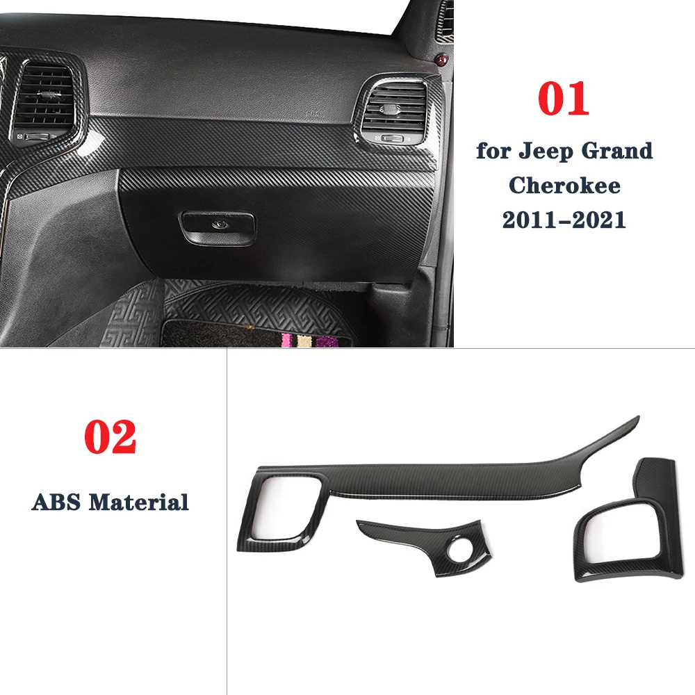 for Jeep Grand Cherokee 2011-2021 Center Console Panel Decoration Cover Trim Decal Car Interior Accessories Carbon Fiber Look