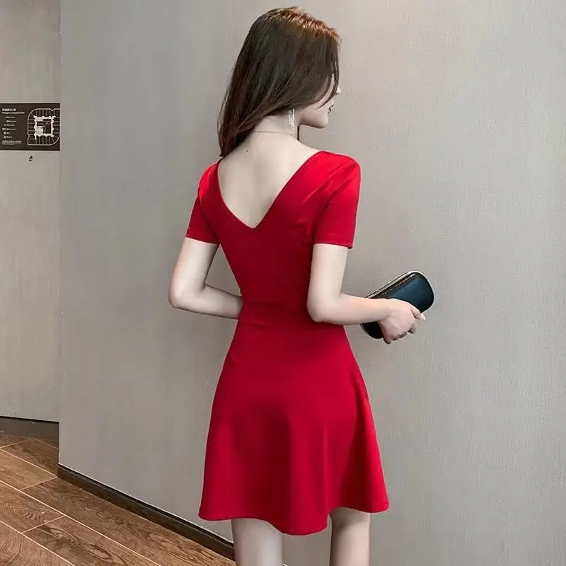 Clothing Open Back Female Dresses 2024 Mini Women's Dress Backless Short Prom Party Sensual Sexy Night Club Evening One-piece Xl