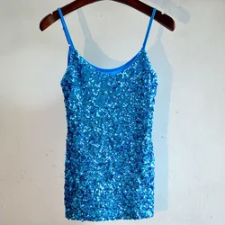 Women's nightclub Sexy Sequin vest modal suspender top suspender bottom elastic multicolor top