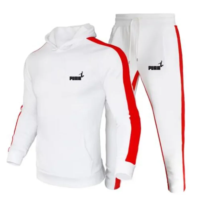 طقم ملابس رياضية رجالية لخريف 2025. طقم ملابس رياضية خارجية مكون من قطعتين للرجال. قميص رياضي بغطاء للرأس للرجال. أسلوب عصري #4