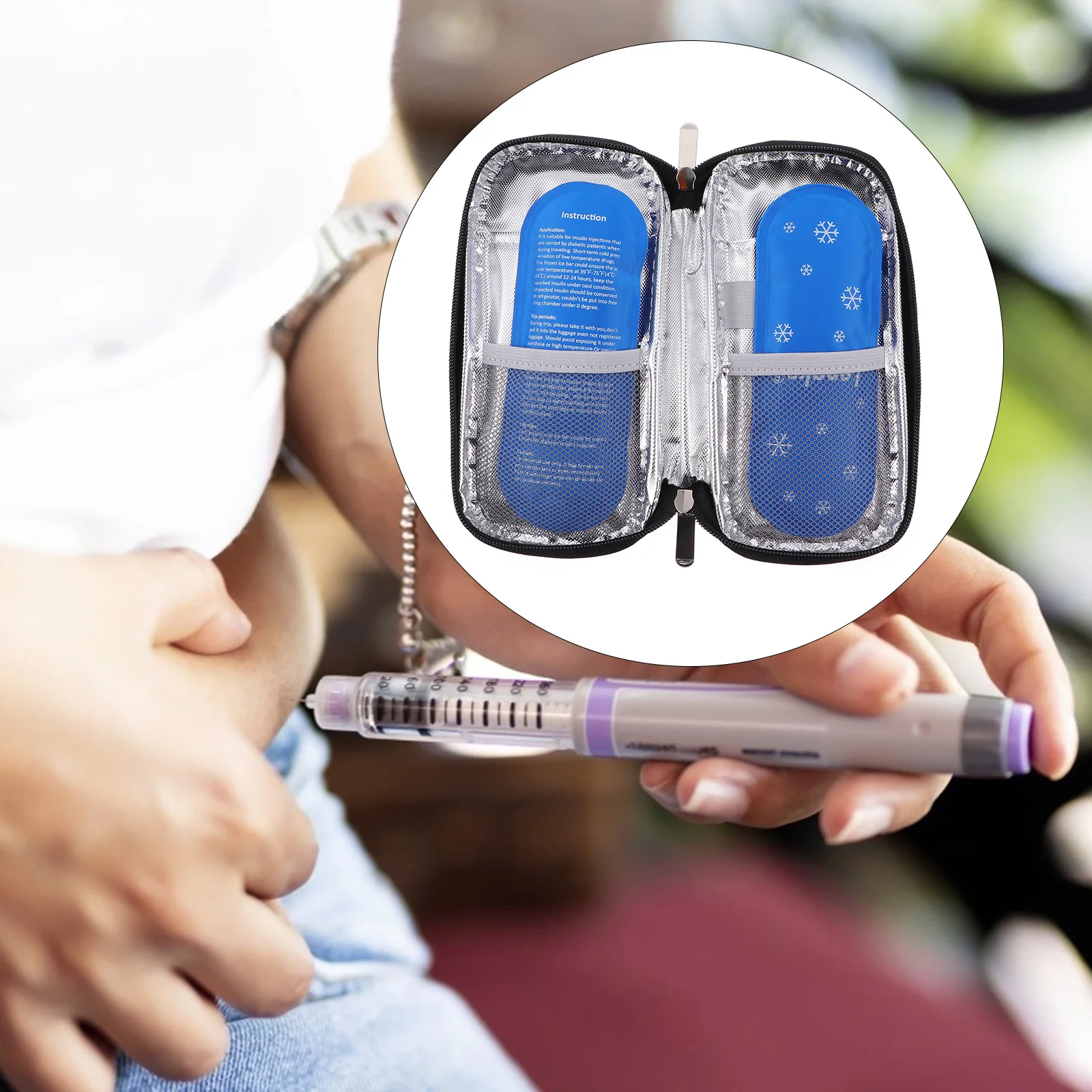 

Diabetic Insulin Organizer Portable Cooler Bag with 2 Ice Packs Easy to Fit in Backpacks and Suitcases for Travel