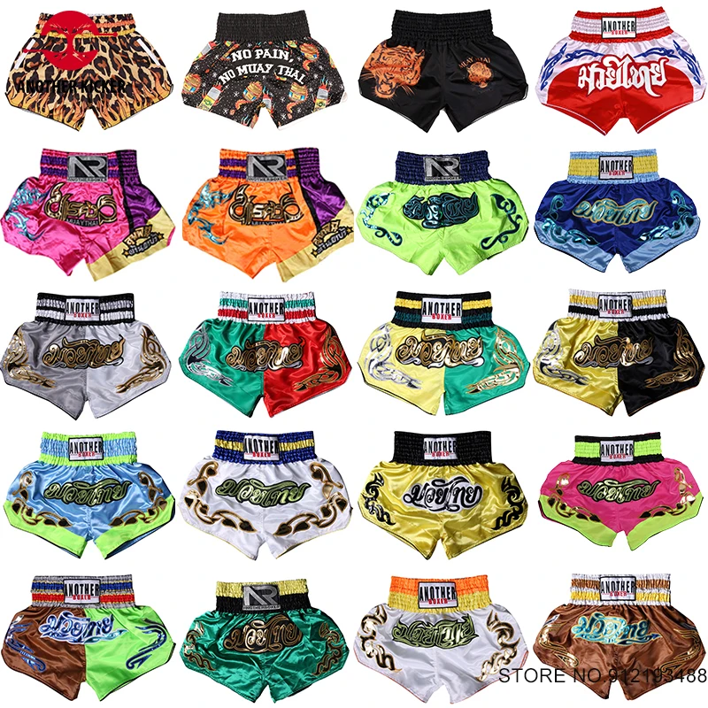 Spodenki Muay Thai Dzieci Dorośli Tajlandia Haft Kickboxing Walka Kick Boxing Spodnie Sztuki walki Grappling Sparring Uniform