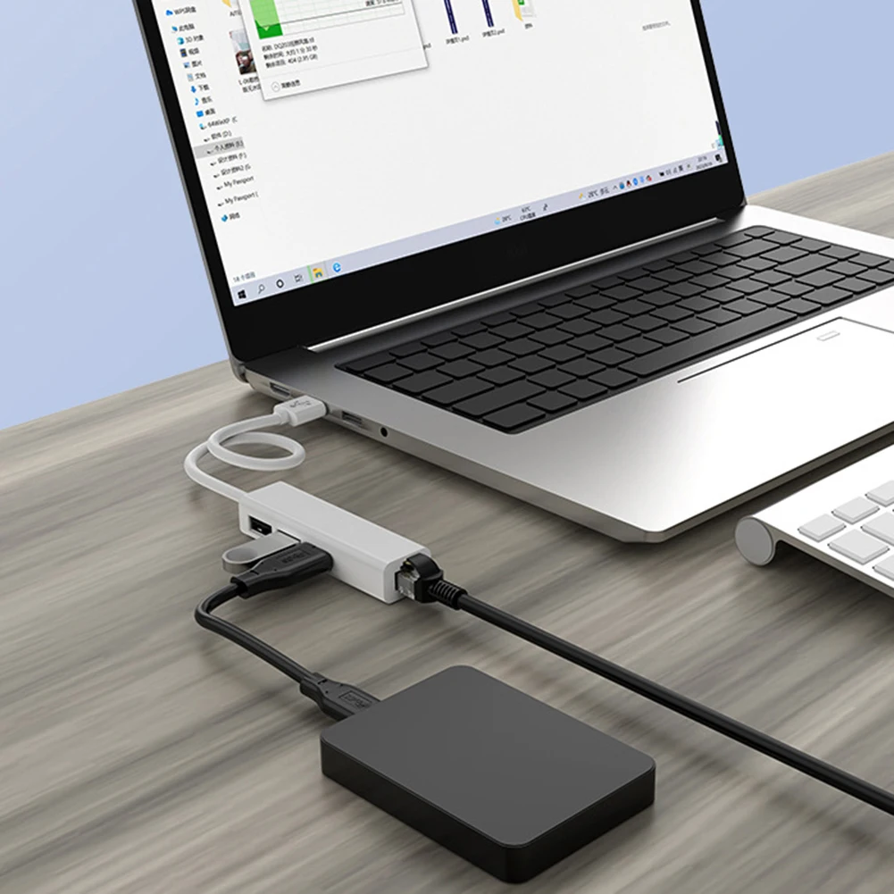 4 in 1 Laptop Adapter USB2.0 Type-C Type-C To RJ45 Lan Network Card 4 Port USB Network Card Hub 10GBit/s for Desktop Computer PC