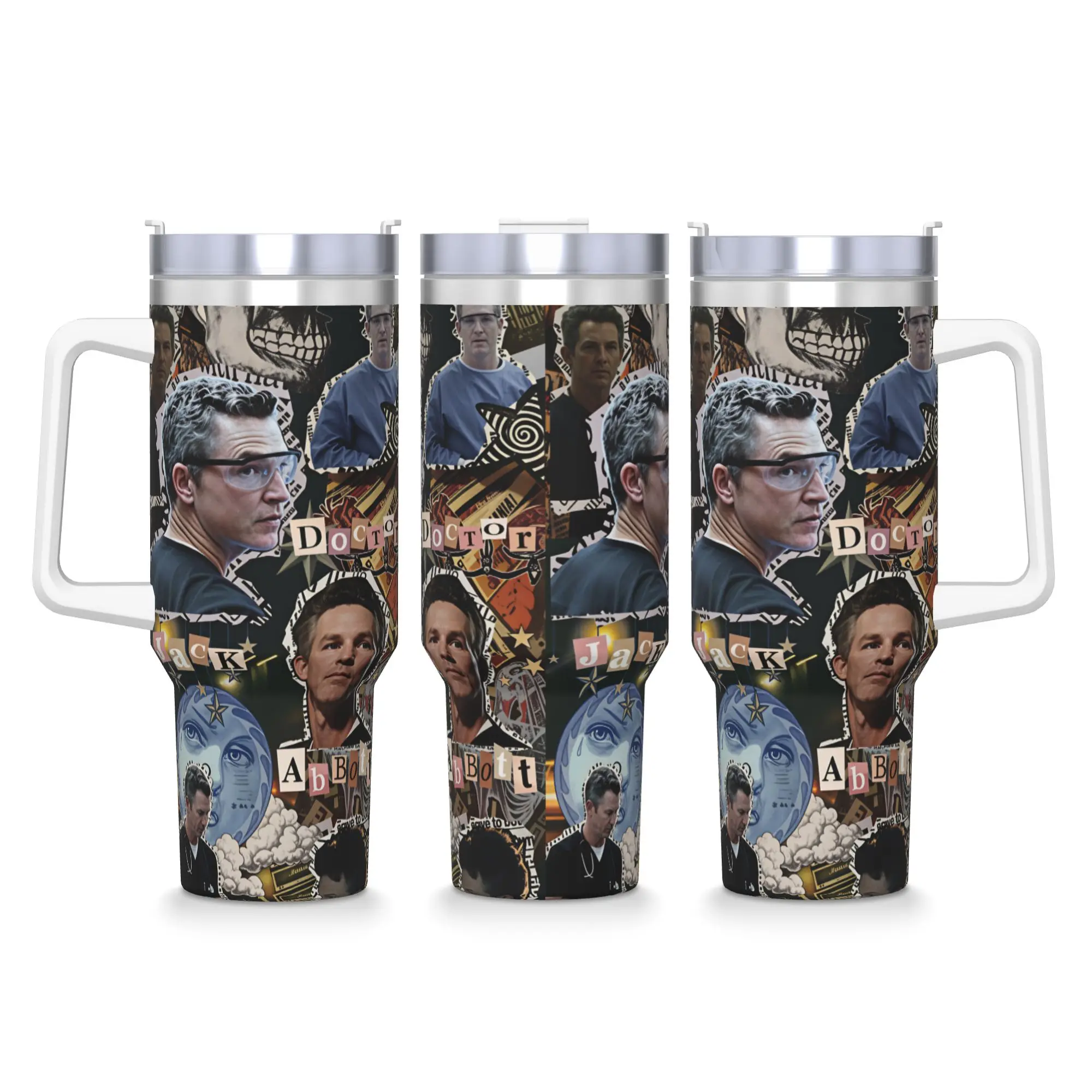 The Pitt Dr. Jack Abbott Tumbler  Cold Drink Water Bottle Portable Stainless Steel Thermal Mug Graphic Travel Car Mugs
