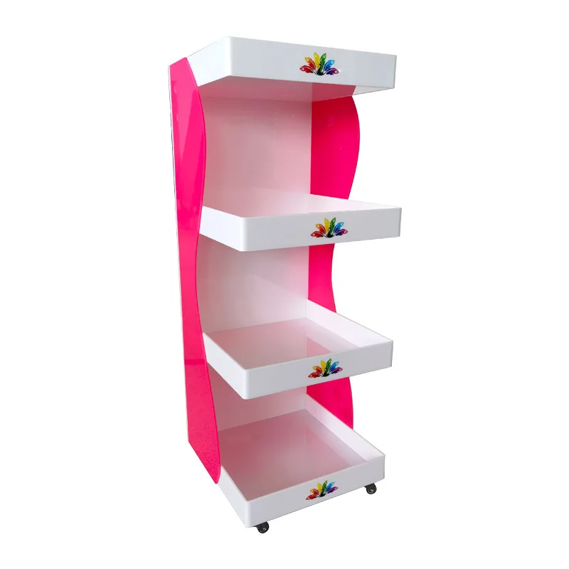 Acrylic trolley display rack, movable trolley rack, multi-layer shelf rotating display rack, display rack use