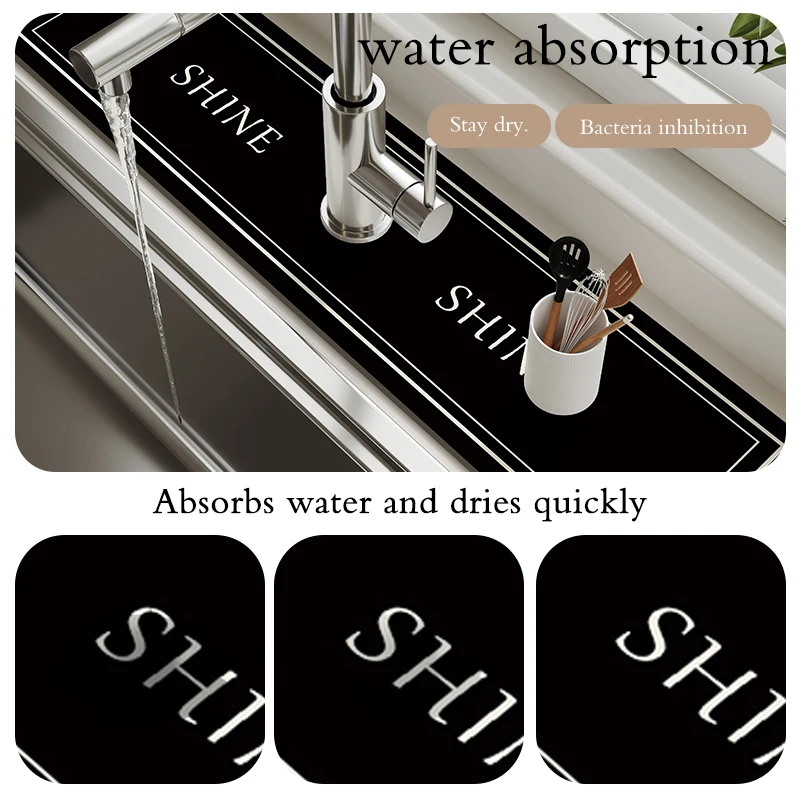 Classic Diatom Mud Sink Faucet Mat Kitchen Drain Pad Table Mat Absorbent Toilet Pad Non-slip Sink Splash Mat Countertop Dining