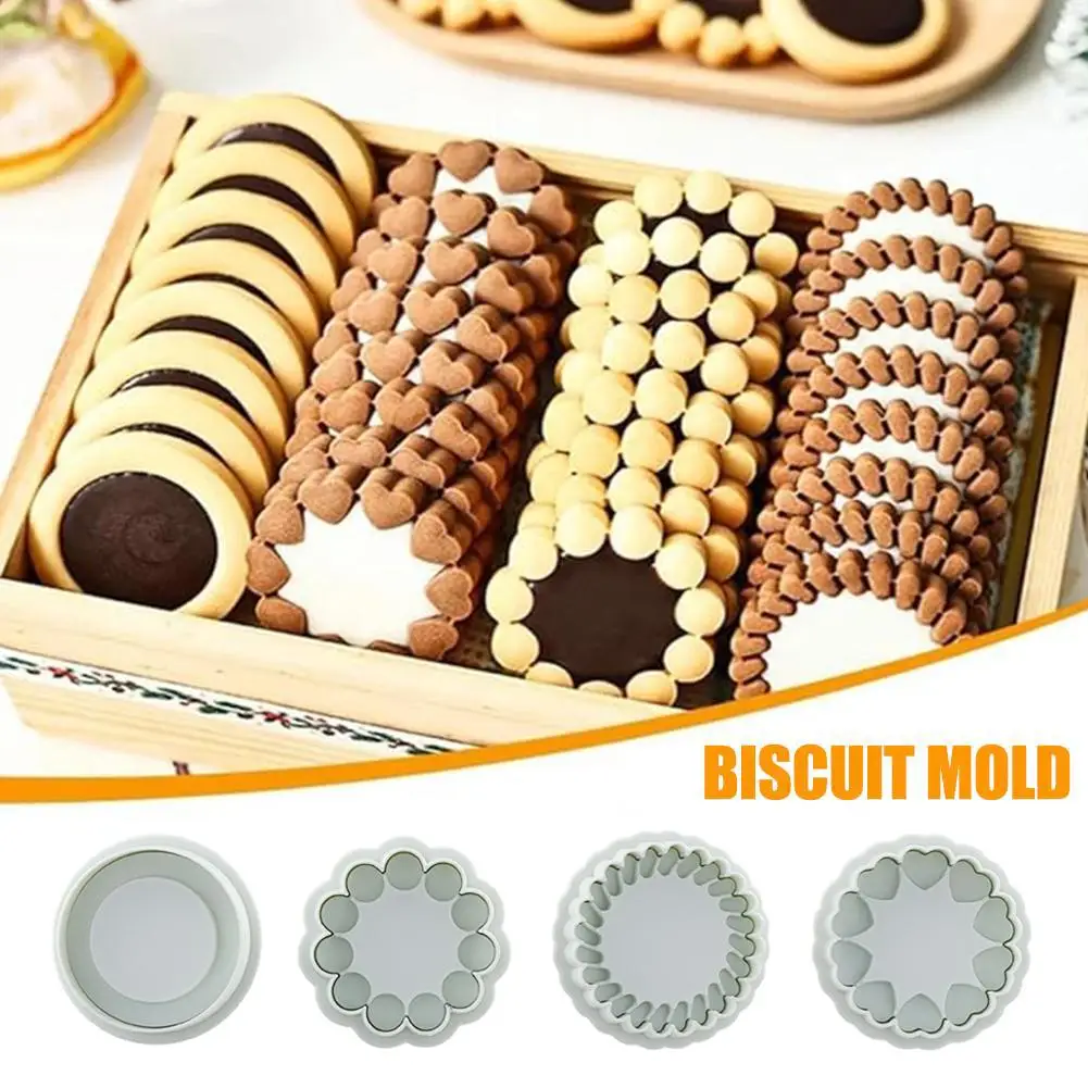 Jam Sandwich Love Flowers Cookie Cutter Mold 3D Biscuit Mould Christmas Pressable Stamp New Year Cake Fondant Baking Tool