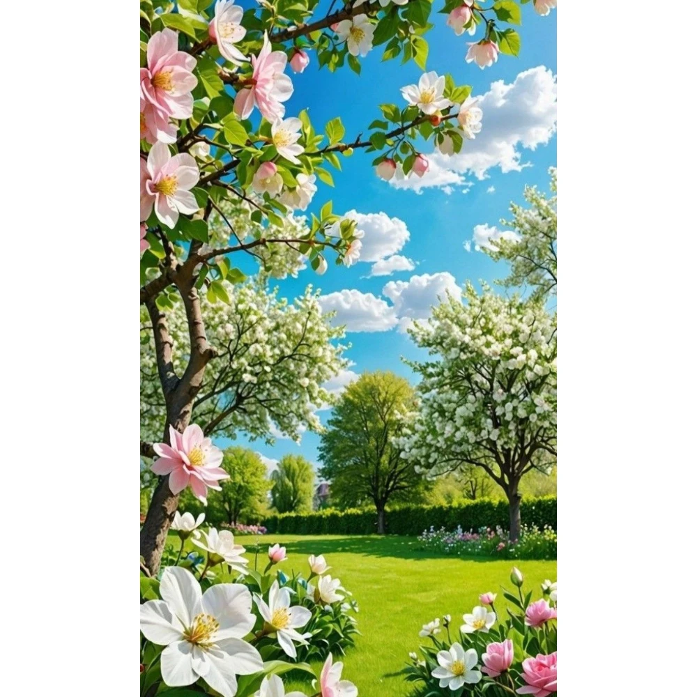 

500/1000/1200/2000 PCS Jigsaw Puzzles Beauty Peach Flower Park Scenery Family Activity Games for Gameroom Bedroom Home Decor