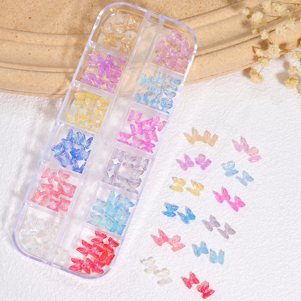 60Pcs-120Pcs Aurora Kawaii Bear 3D Nail Charms 7/9/11mm Mixed Resin AB Bear Nail Art Decor DIY Crystal Aurora Bear Manicure Part