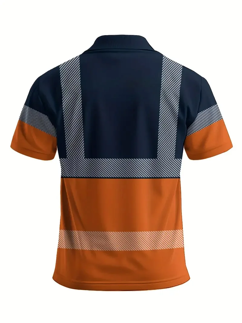Men's sports work polo shirt - dual tone contrasting design, suitable for office, construction, and activities