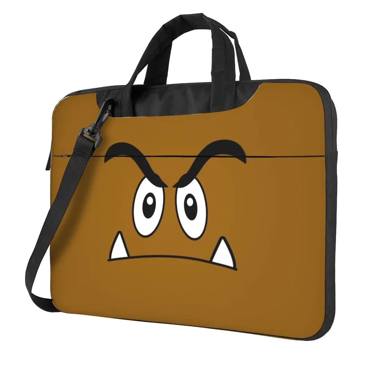 Cartoon Game Brown Goomba Face Crossbody Laptop Bag Case Computer Bag 13 14 15.6 Inch Notebook Pouch for Macbook Pro Lenovo