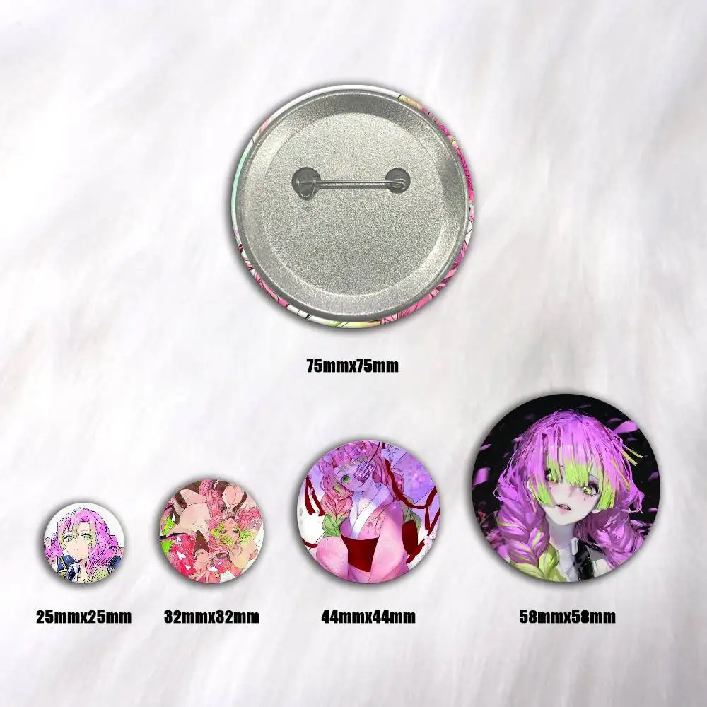 Anime Kanroji Mitsuri Creative Round Button Badges Cute Pin Brooch for Backpack Clothes Lapel Jewelry Accessories Friends Gift