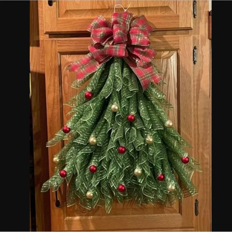 

Handmade Christmas Tree Wreath with Bow & Ball Christmas Barb Christmas Wreath Flower Wreath Garland Front Door Decoration 2025