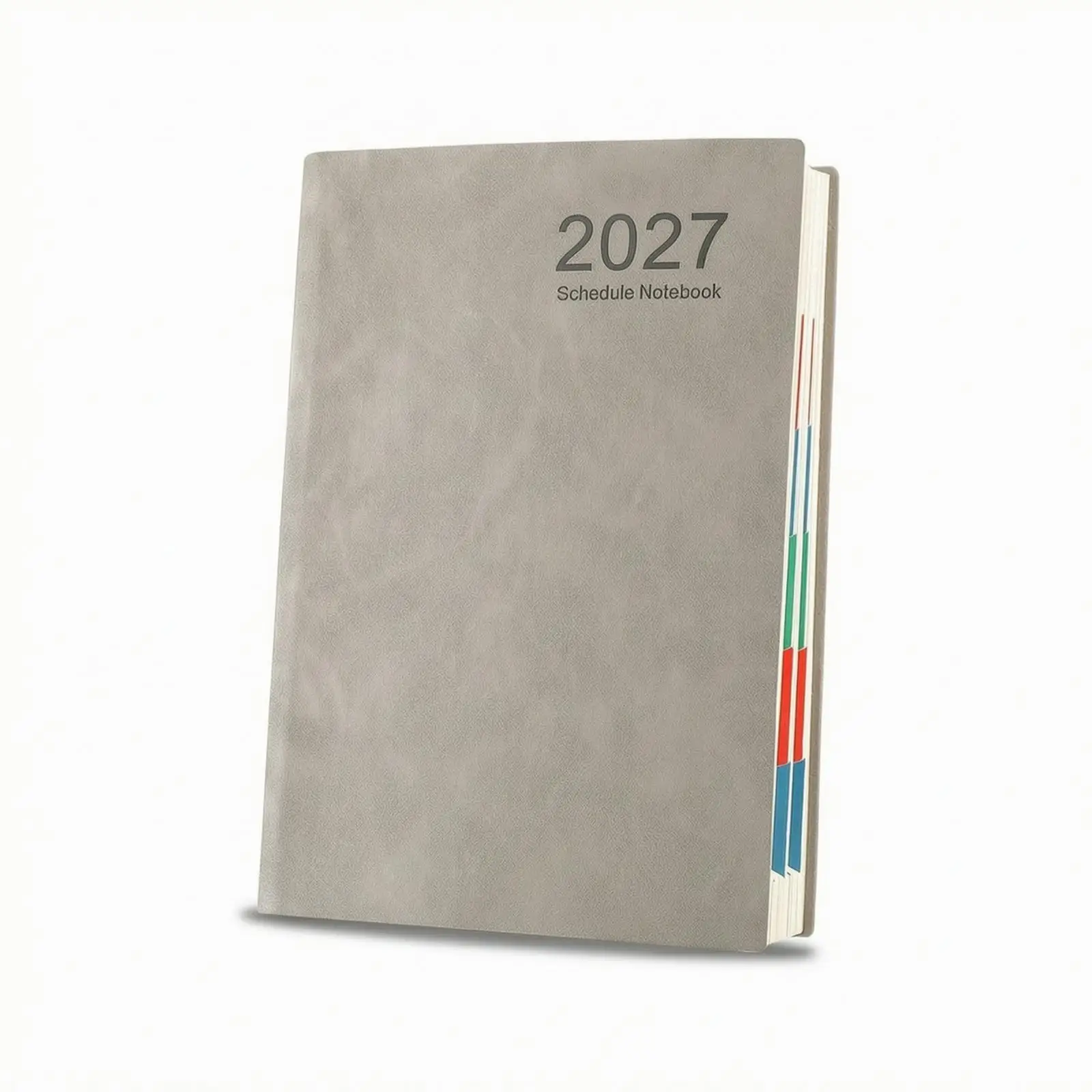 Year Planner Notebook 2027 Pocket Format Soft Faux Leather Cover Index Tabs Adjustable Strap Ruled Paper for Daily Schedule