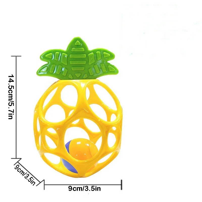 Pineapple Teething Rattle Ball For Baby Soft Silicone Grasping Toy Easy Hold Hand Exercise Soothing Sensory Early Learning Gift