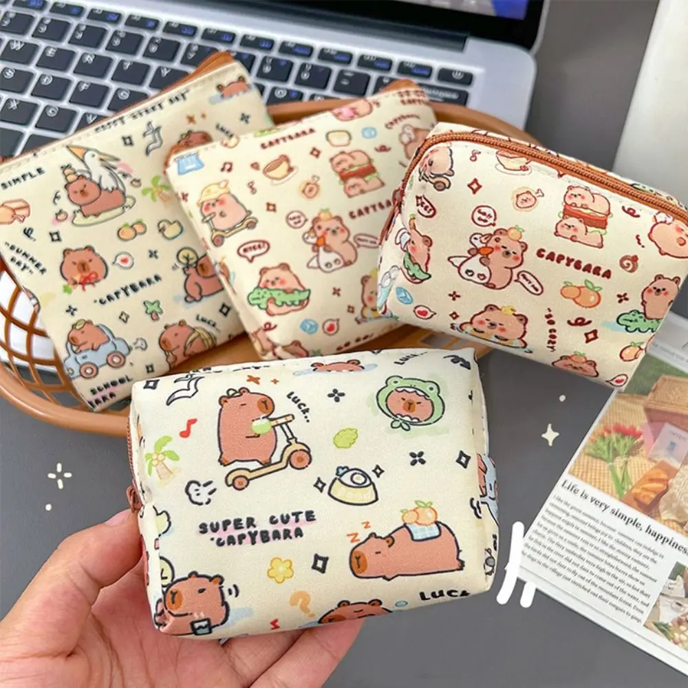 Кошелек с капибарой на молнии, кошелек для монет, холст, сумка с капибарой, защитный чехол, сумка для денег, чехол для наушников Capibara, уличный