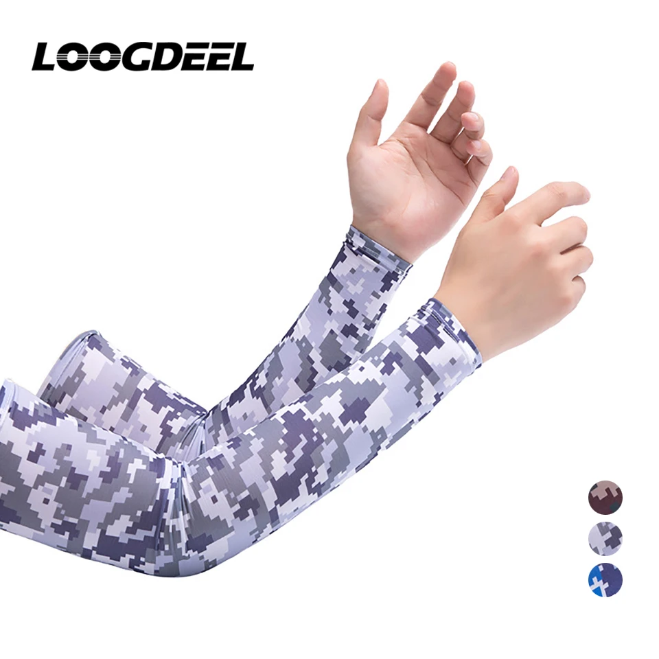 LOOGDEE 1Pair Sports Sleeve Cold Feel Breathability Ice Silk Fishing Cycling Cuff Running Sleeve Women Men Anti-UV Arm Sleeves