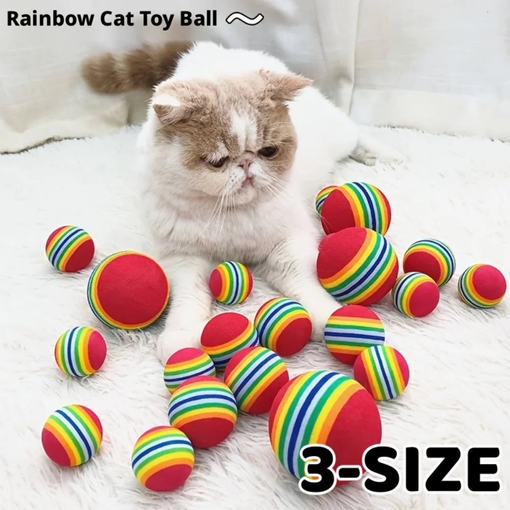 1/9pcs Cat Toy Balls Self-Entertainment Relief Boredom Rainbow Colors Foam Teasing Balls for Kitty Interactive Toys Pet Fun Gift