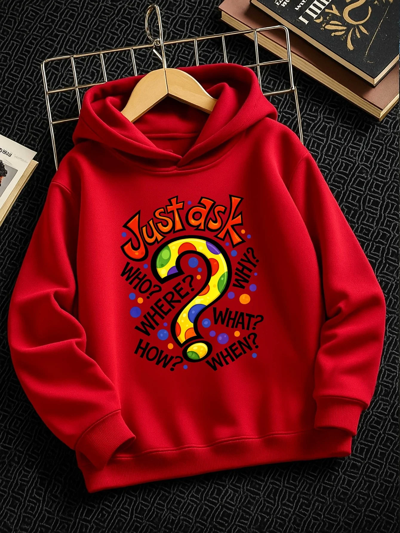 Question mark polka dot bright color autumn and winter boys' winter fashion casual hoodie trendy sports print sports outdoor
