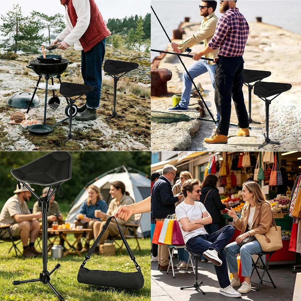 Portable Folding Chair 3 Gear Height Adjustable, Lightweight Collapsible Stool for Outdoor Camping, Fishing, Gardening, Hiking view 5