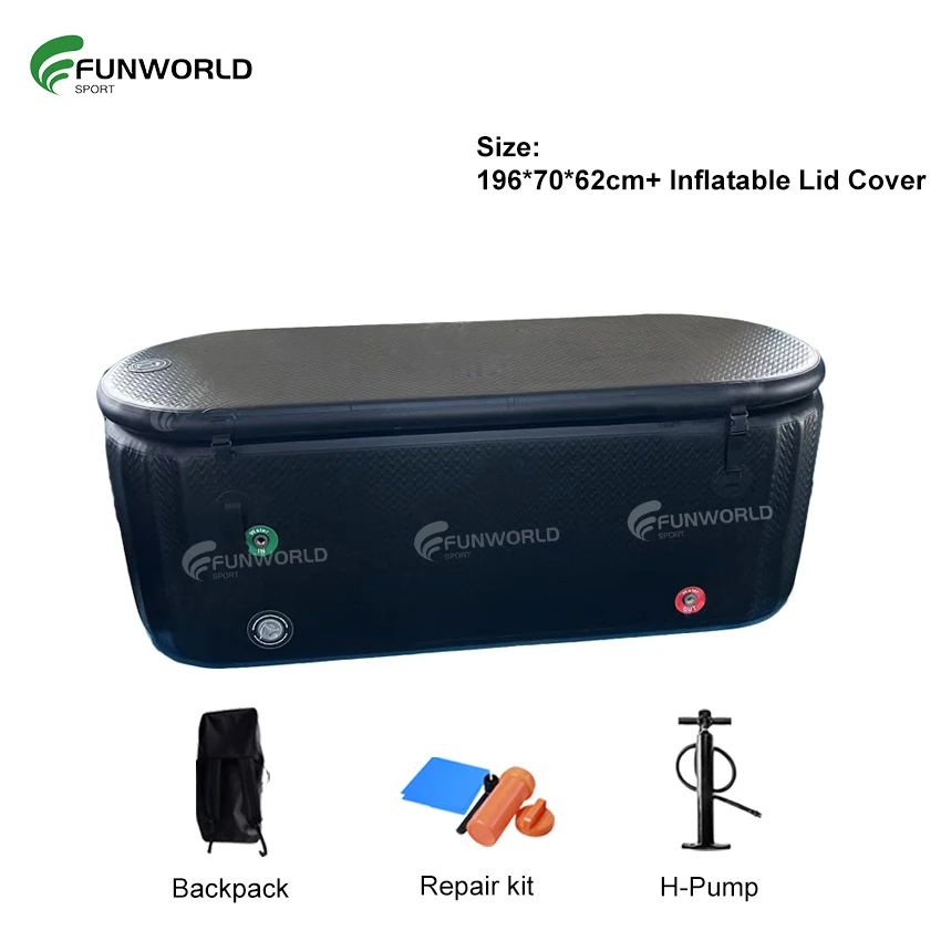 حوض استحمام قابل للنفخ بغرز متدلية، نظام حوض استحمام ثلجي قابل للنفخ مع مبرد مياه