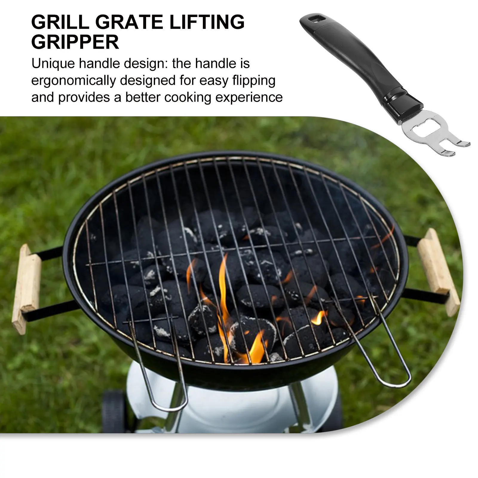 

Щипцы для барбекю и гриля, кухонные щипцы для угля, зажим для костра, инструмент для переворачивания еды, нержавеющая сталь