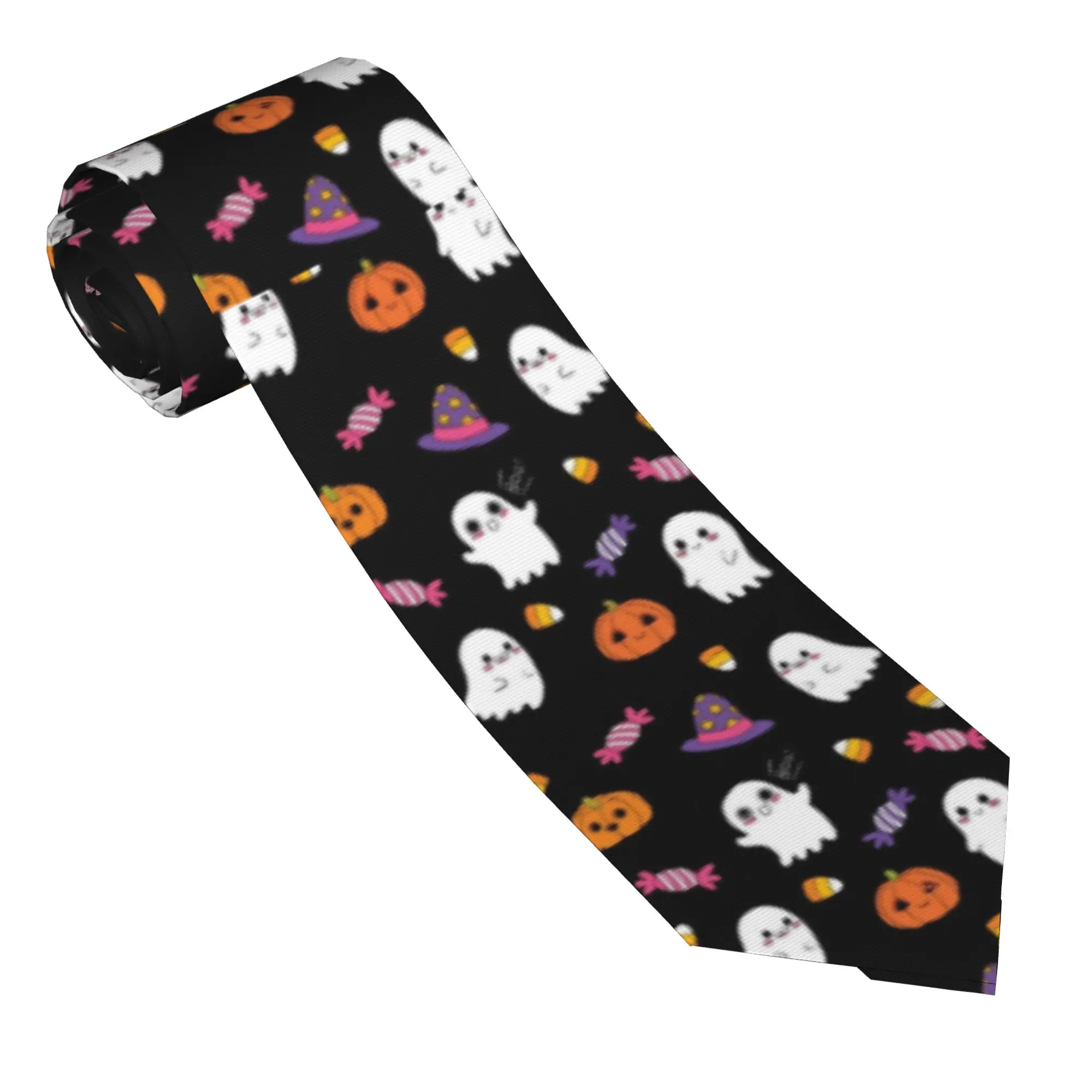 Spoopy Ghosts Necktie Men Women 8 cm Halloween Pumpkin Neck Ties for Mens Slim Narrow Shirt Accessories Cravat Wedding Office