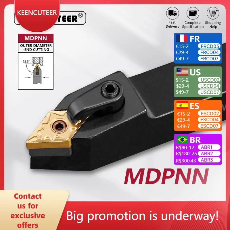 

MDPNN1616H11 MDPNN2020K11 MDPNN2020K1504 CNC Lathe Machining MDPNN External Turning Tools Holder Cutting Toolholders