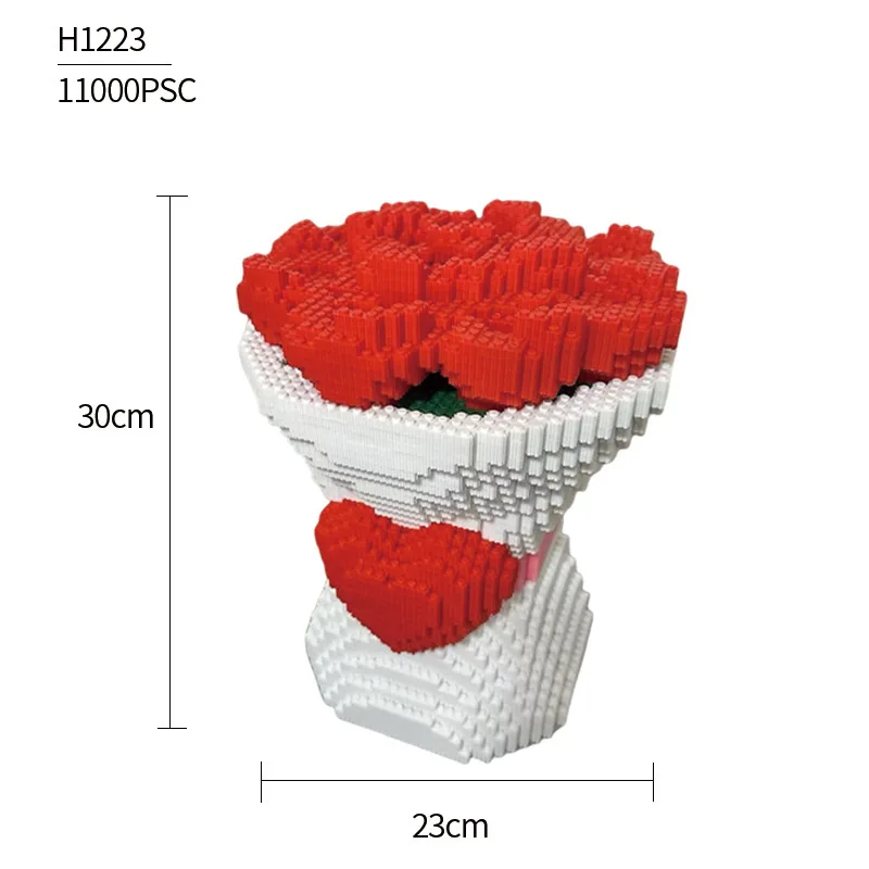 الإبداعية 11000 قطعة اللبنات الوردية لعبة نموذج زهرة مجموعة التعليمية صعوبة عالية التراص كتل لعبة هدية عيد الحب