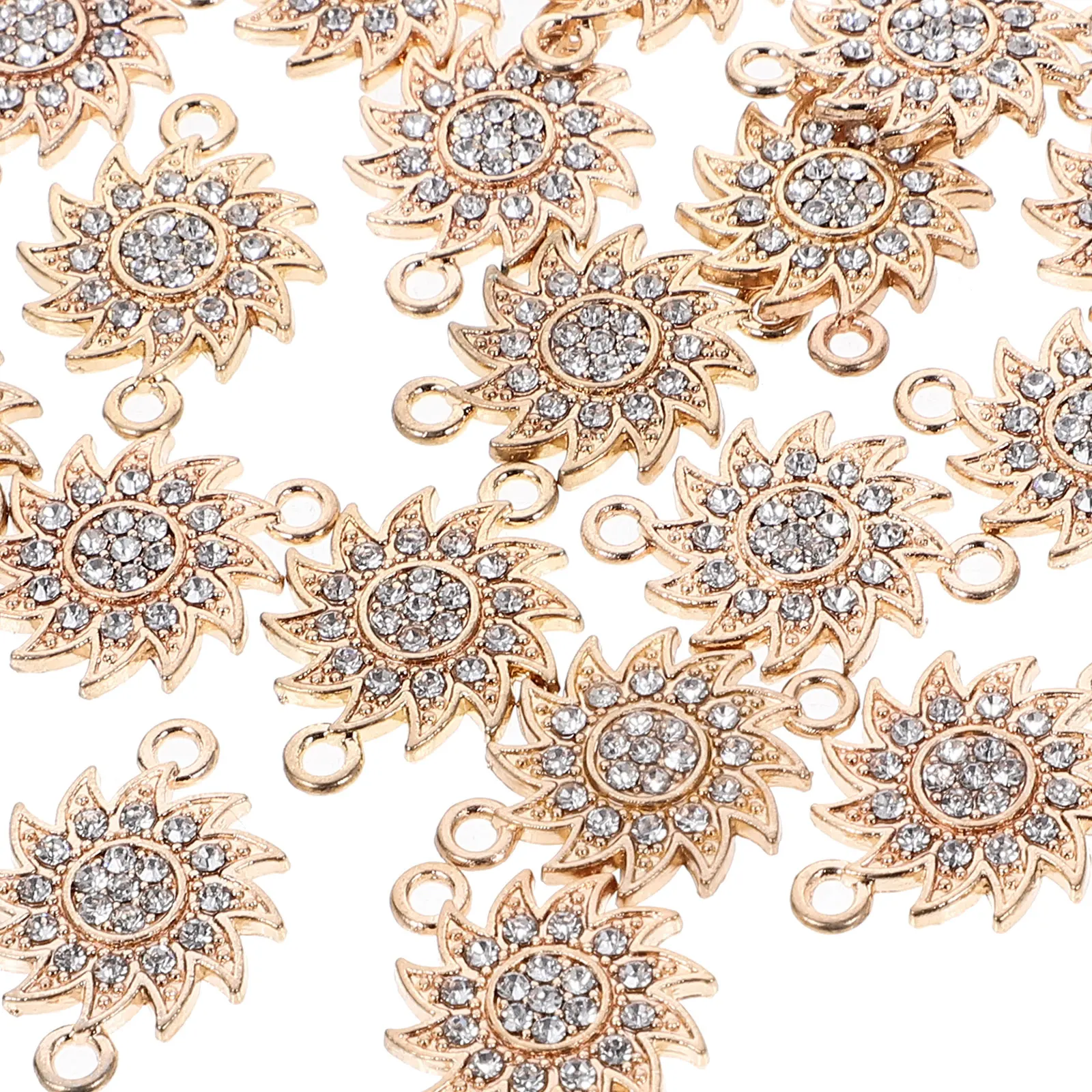 

20pcs Sunflower Golden Rhinestone Jewelry Connector Pendants Necklace Bracelet Connectors Jewelry Making Metal Beads