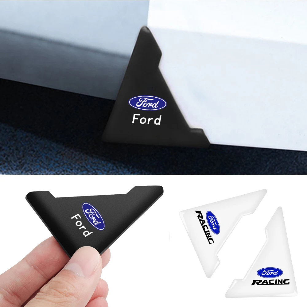 4 pçs silicone carro emblema porta canto capa pára-choques protetor de riscos para ford st focus mk2 3 4 mustang ranger fusão mondeo