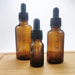 Butelki z kroplomierzem z odmiarką 5ml-100ml odczynnik do oczu kropla bursztynowego szkła płyn do aromaterapii słoika do napełniania butelek