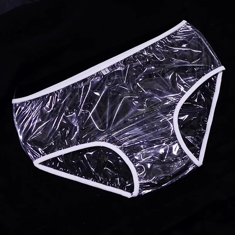 Men's Underwear Transparent PVC Briefs Thin  Flexible Leak-Proof Plastic Underwear Smooth Glossy Bikini-Style Plastic Panties