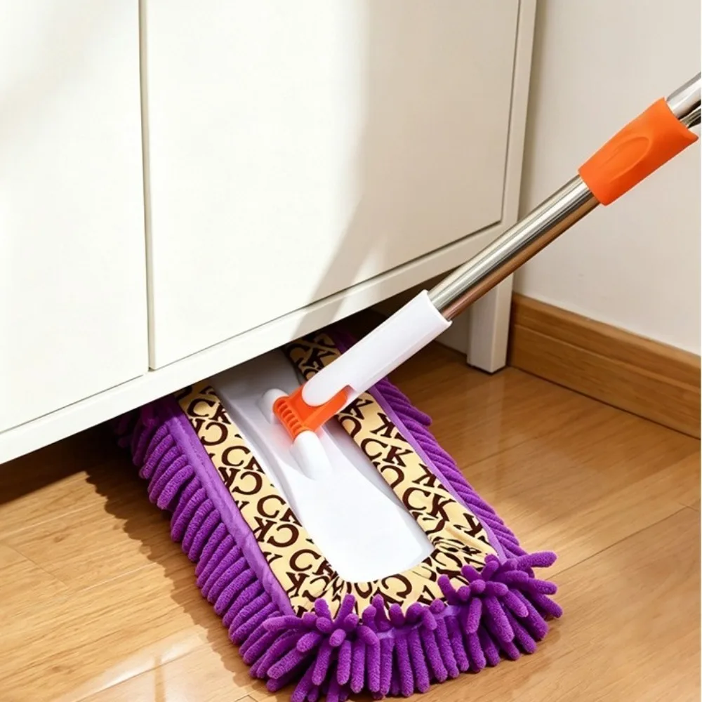 

Stainless Steel Pole Flat Mop Retractable Large Size Water-Absorbing Mop Manual Drive Double Use Floor Cleaning Tool