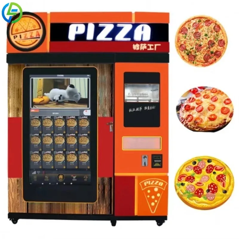 FL Custom Pizza Robot Vending Smart Heated Hot for Fast Food Pizza Vending Machine Dispenser With Lift  SDK Credit Card & Coin